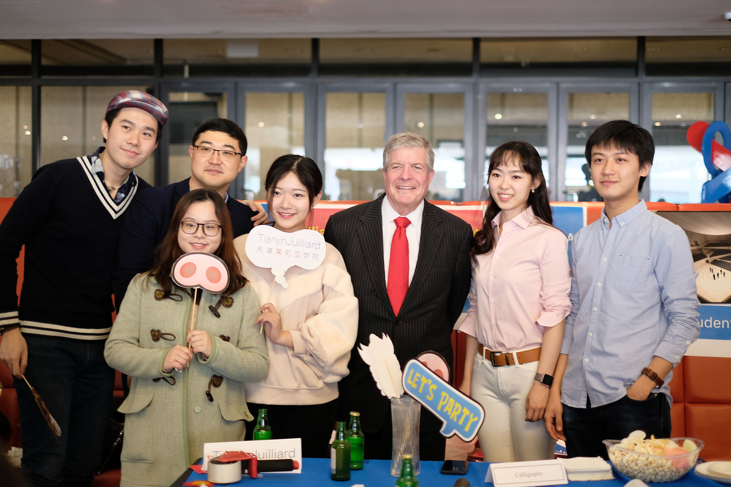 Juilliard students with Dr. Joseph W. Polisi at the 2019 Lunar New Year Celebration on campus in New York. Photo credit: Rachel Papo