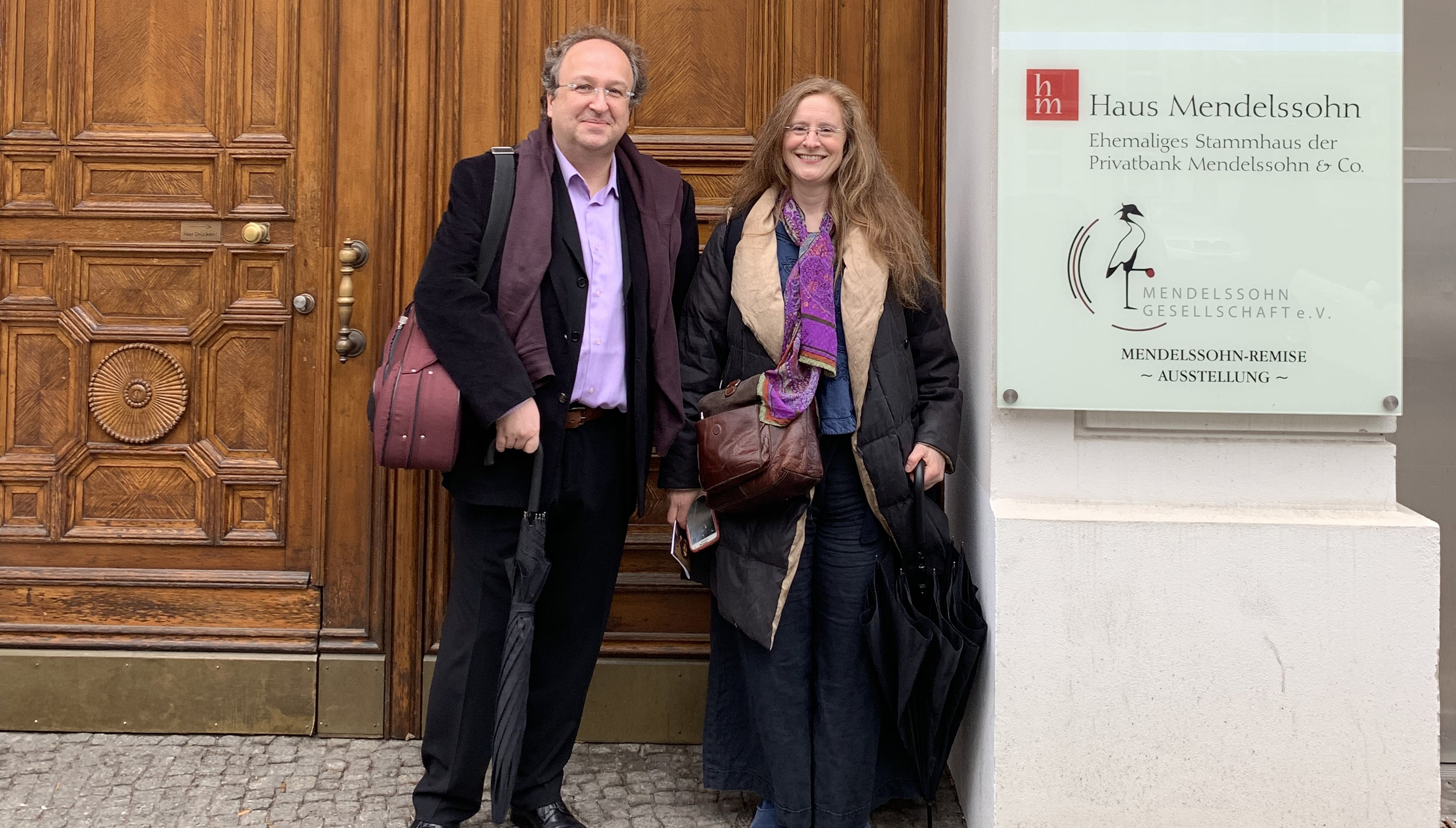 Shelia Browne standing with Guillaume Sutre in Berlin