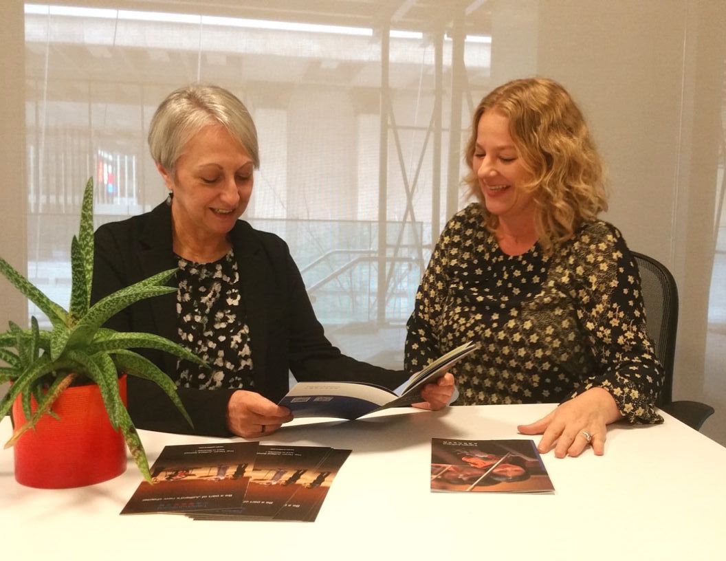 From left to right: Kathleen Tesar, Associate Dean for Enrollment Management at The Juilliard School and Melissa Cocco, Associate Dean for Enrollment Management at The Tianjin Juilliard School 