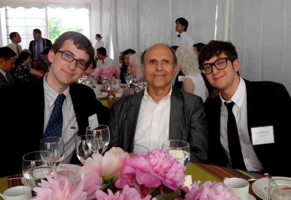 From left to right: Athens with his teacher Samuel Adler and  fellow composer David Hertzberg.