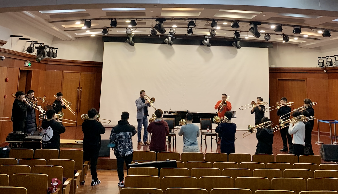 Tianjin Juilliard Graduate Trombone Quartet Rehearsal