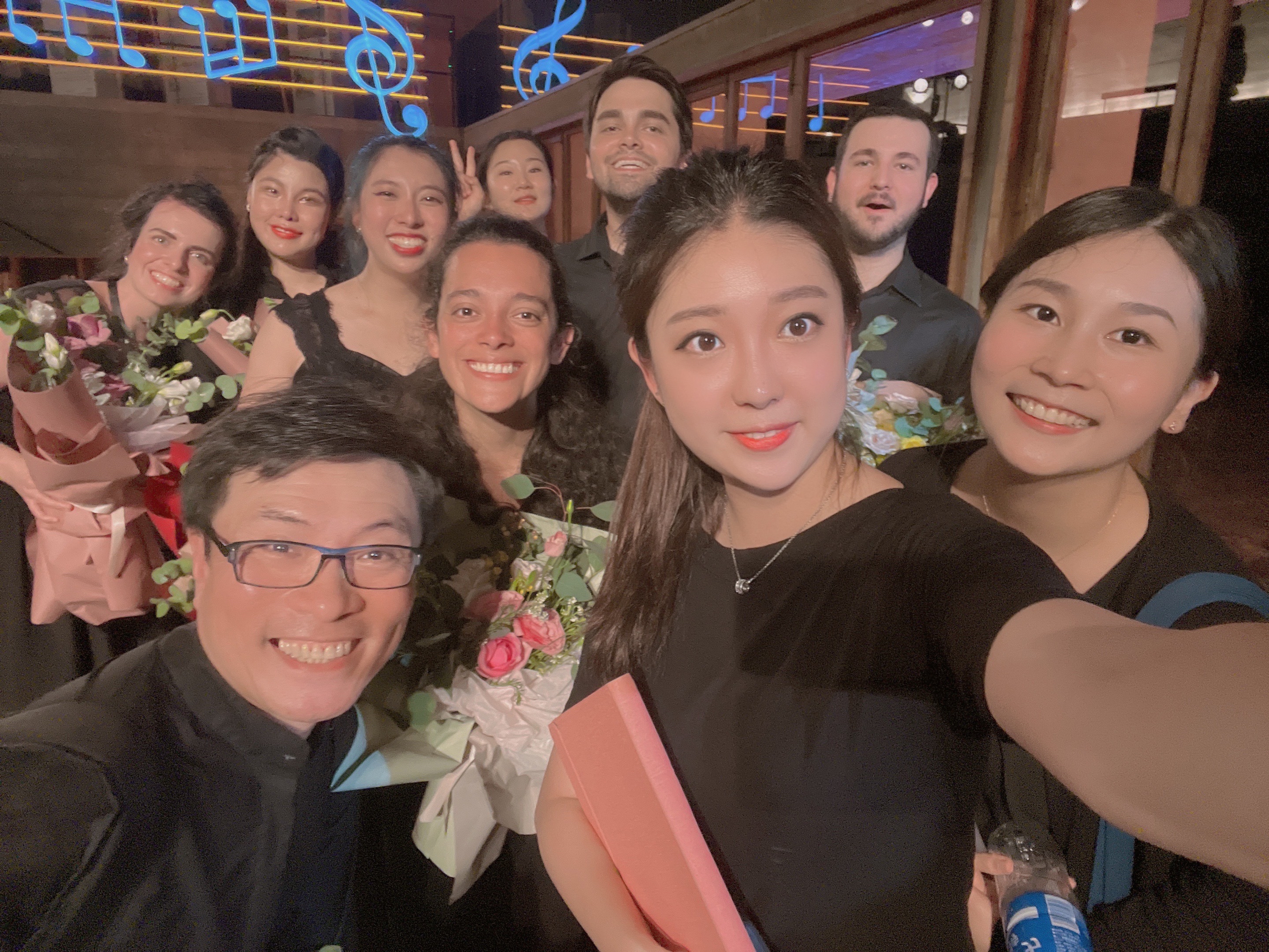 JiSoo with other Tianjin Juilliard students at a summer festival.