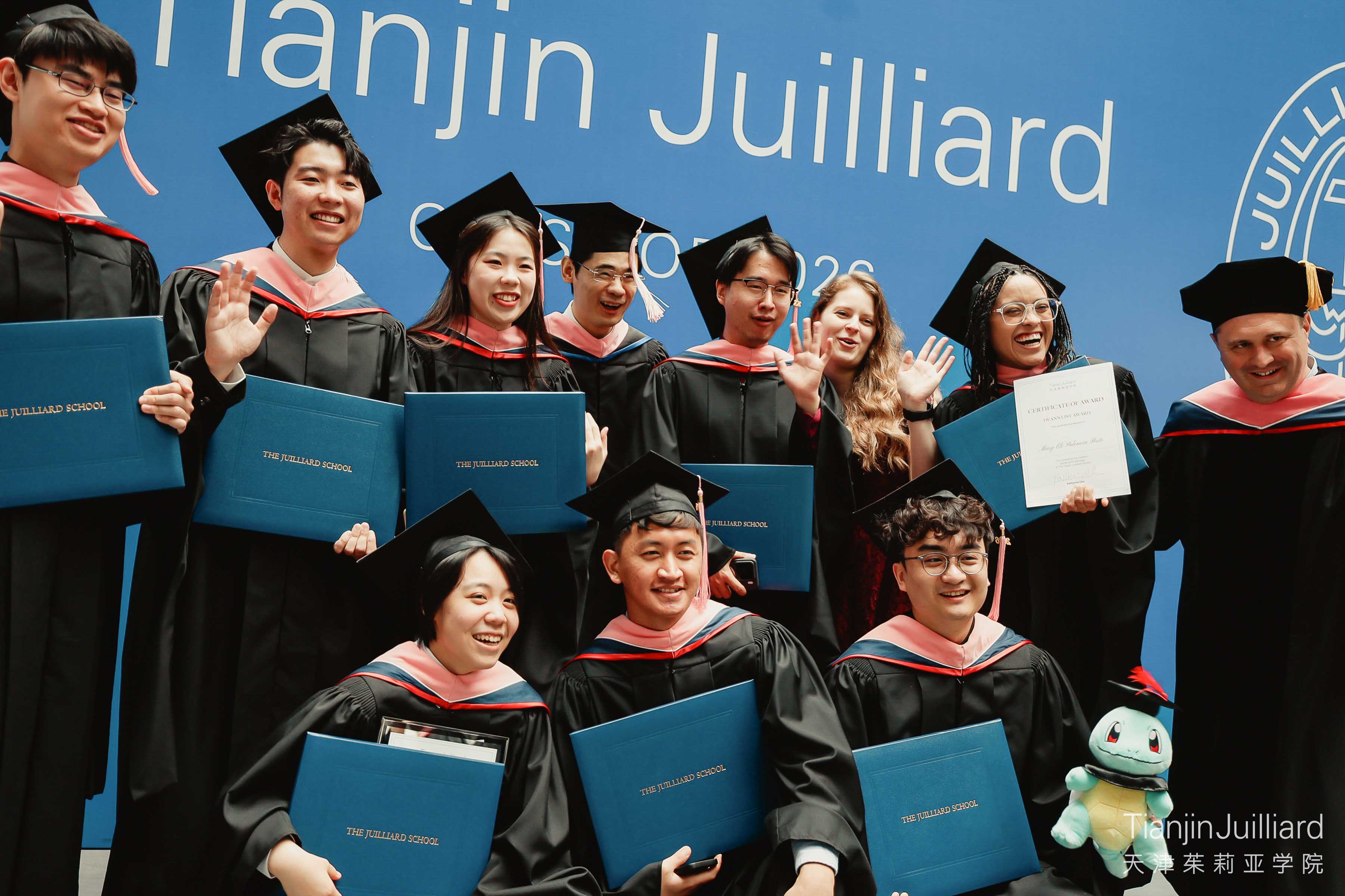 Graduates of the Tianjin Juilliard violin studio at Commencement. Photo: Twan Vision