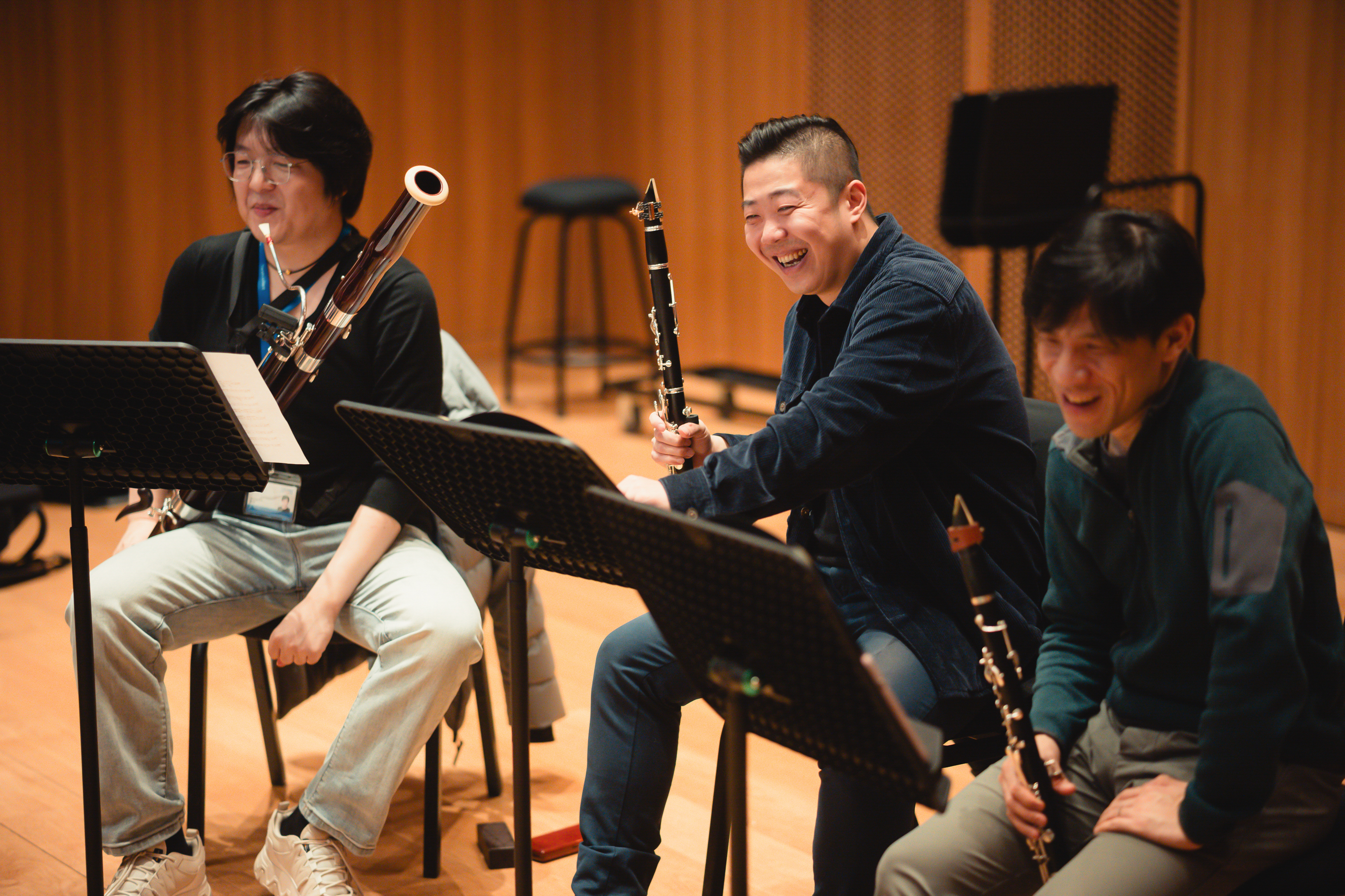  Tiantian during rehearsal with Xiangyu Zhou and Shaohua Duan