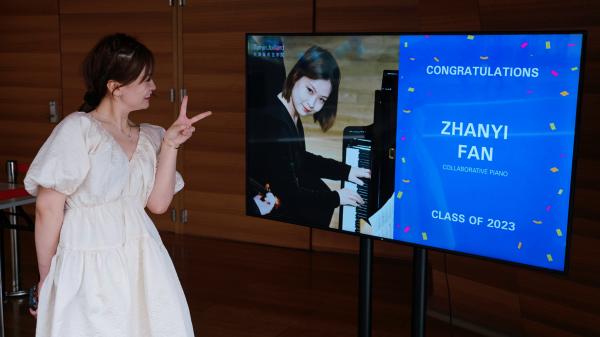 Zhanyi Fan (MM ’23, collaborative piano) at the commencement ceremony.