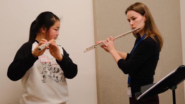 Winter camp flute lesson